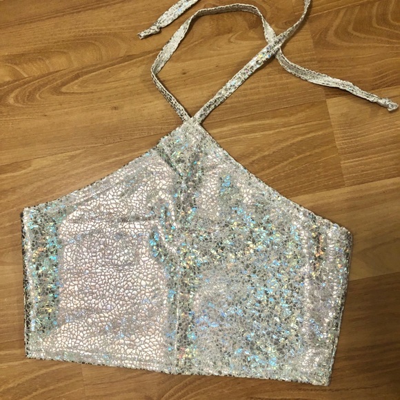 Holographic Halter Crop Top - Picture 4 of 4